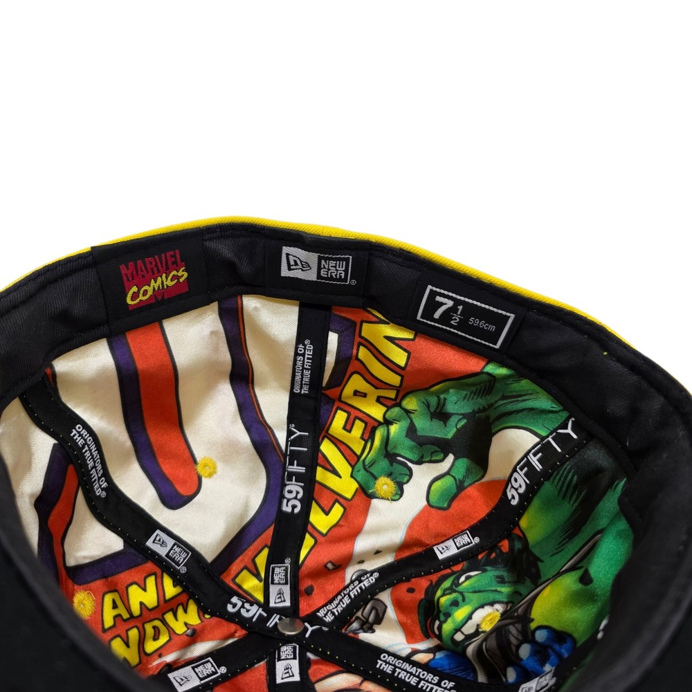 Marvel Comics Wolverine vs Hulk VS New‎ Era 59FIFTY Fitted Hat Yellow Blue 7 1/2 - Picture 4 of 6